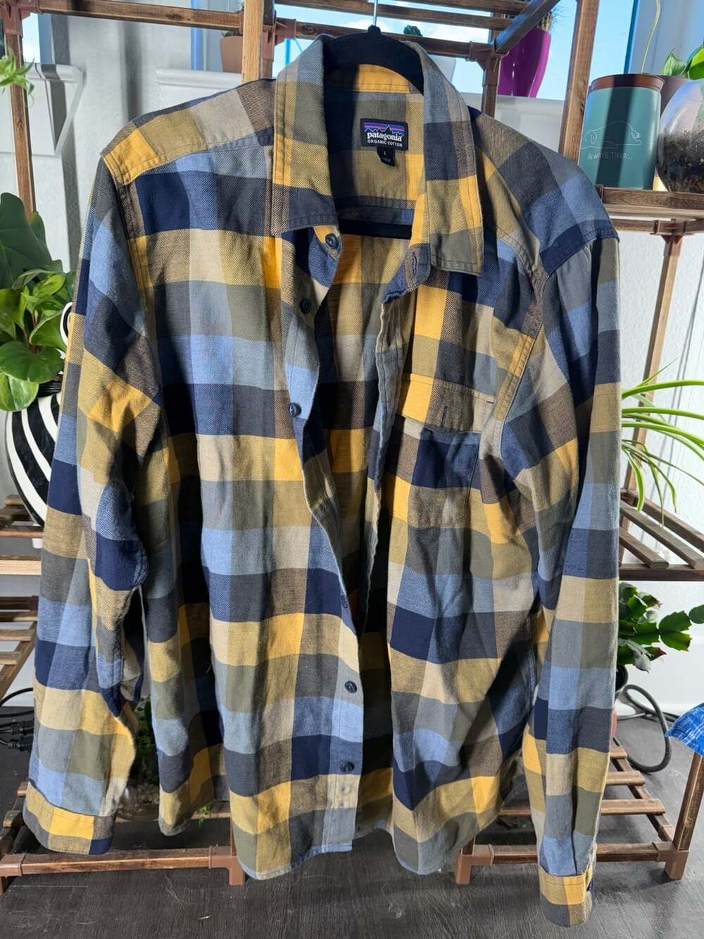 Patagonia Lightweight Fjord Flannel Shirt Size L Plaid Organic Cotton